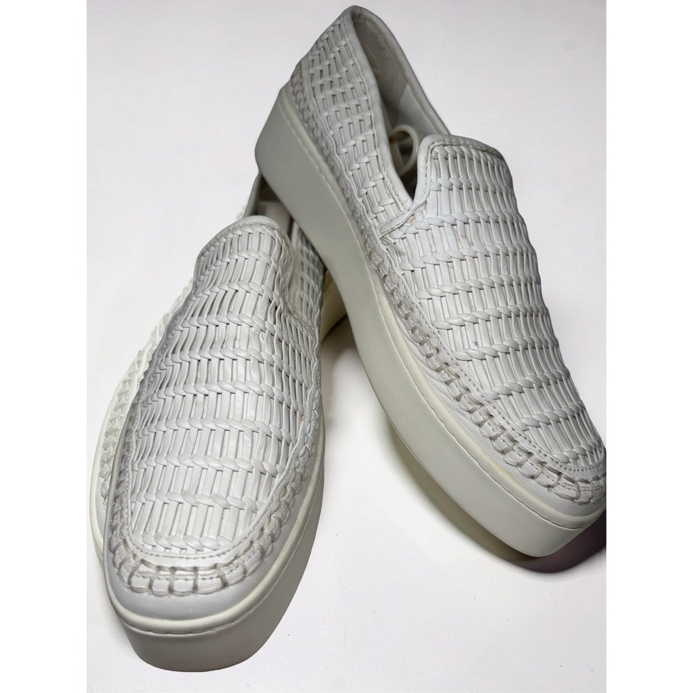Vince Woven White Leather Stafford Platform Slip On Shoes 38 US Size Lk Nw